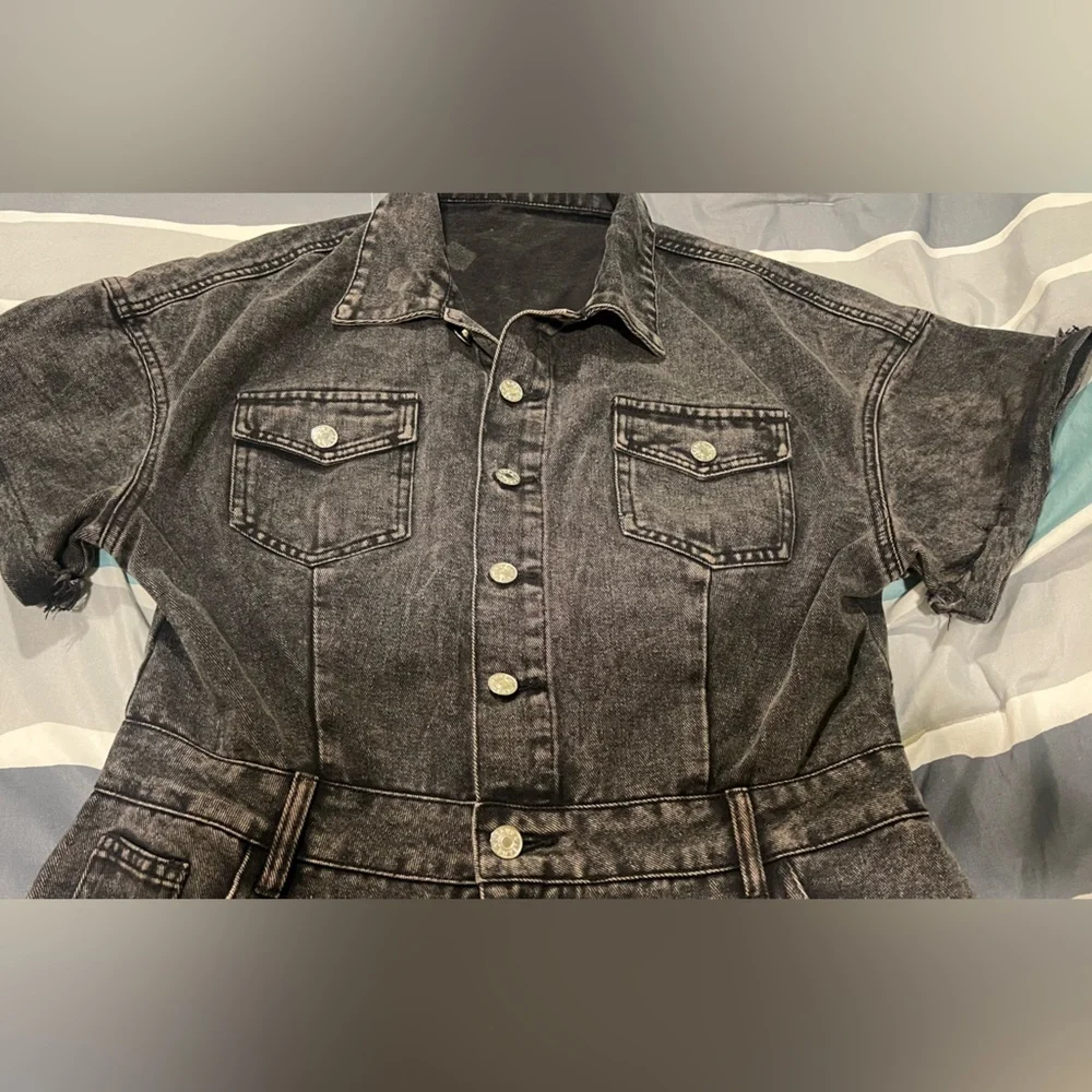 BIG SALE(3 for $50)- Stylish Black Denim Jumpsuit - Picture 2 of 5